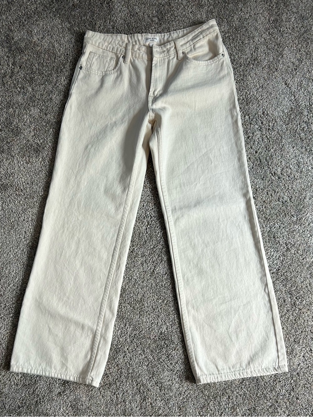 Love soho denim Cream Straight-Leg Jeans - size 13